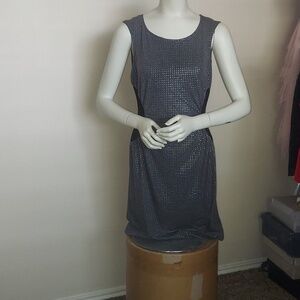 Gianni Bini Navy Textured Midi Sheath Dress